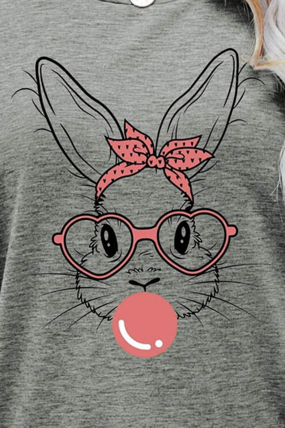 Women Easter Bunny Graphic Round Neck T-Shirt nicholesgifts