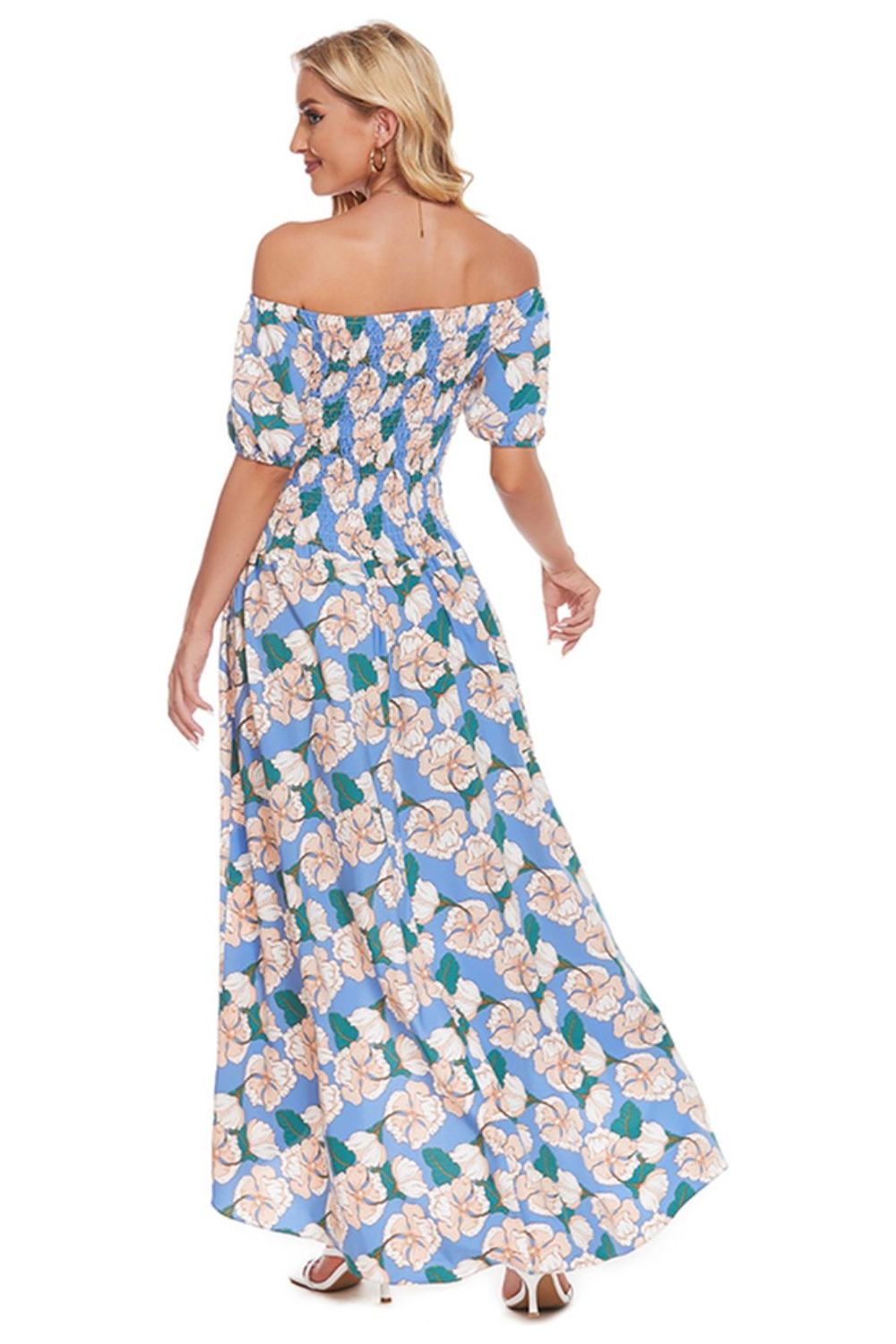 Women Floral Off-Shoulder Slit Maxi Dress