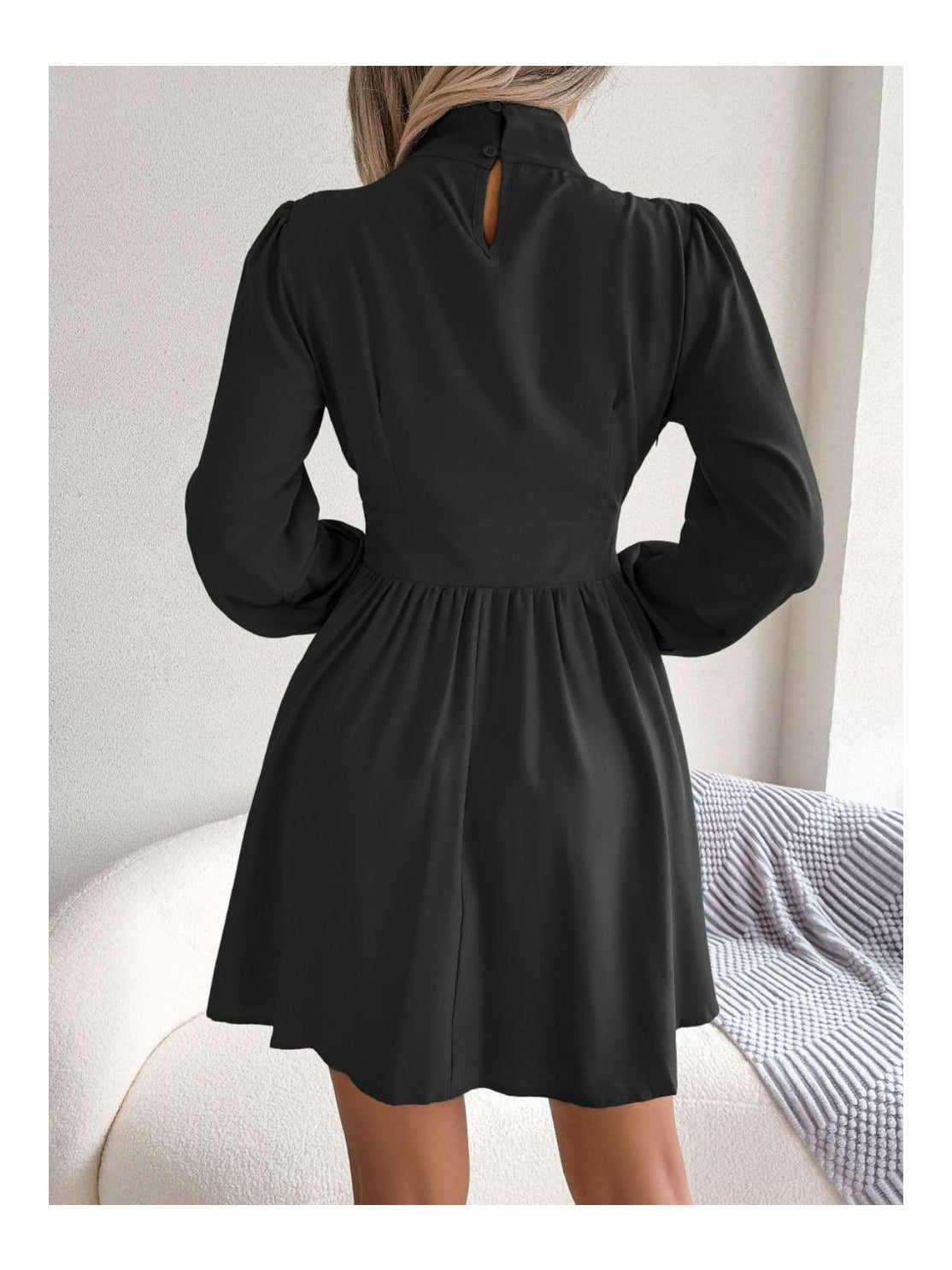 Women Cutout Turtleneck A-Line Mini Dress nicholesgifts