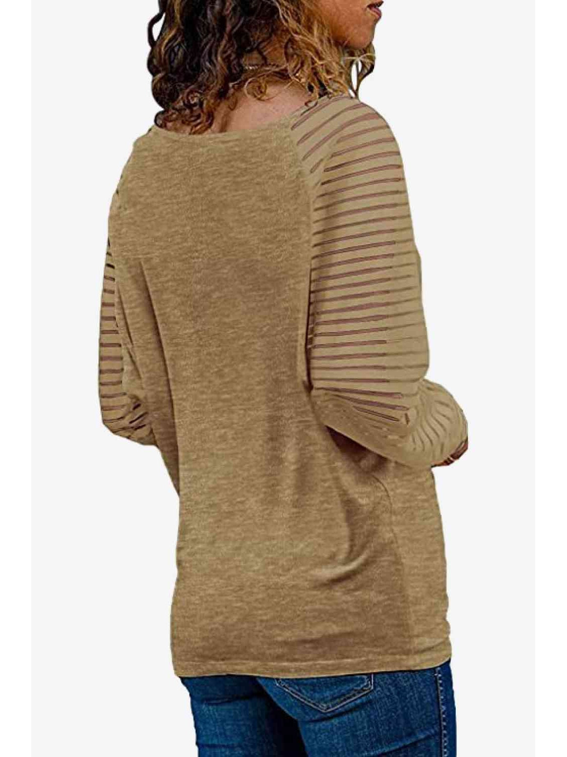 Women V-Neck Long Raglan Sleeve Top nicholesgifts