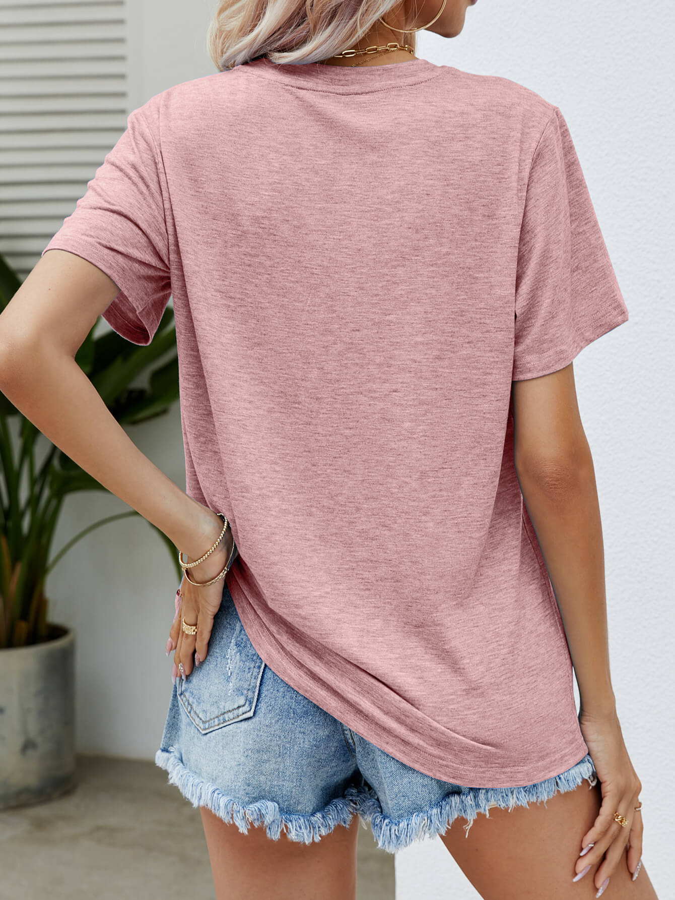 Women Easter Bunny Graphic Round Neck T-Shirt nicholesgifts