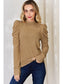 Basic Full Size Ribbed Mock Neck Puff Sleeve T-Shirt nicholesgifts