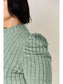 Basic Full Size Ribbed Mock Neck Puff Sleeve T-Shirt nicholesgifts