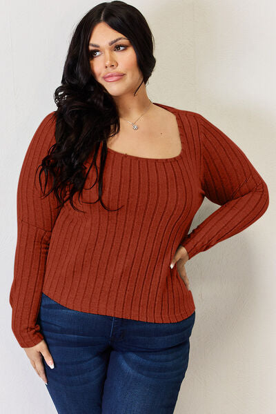 Women Full Size Ribbed Long Sleeve T-Shirt nicholesgifts