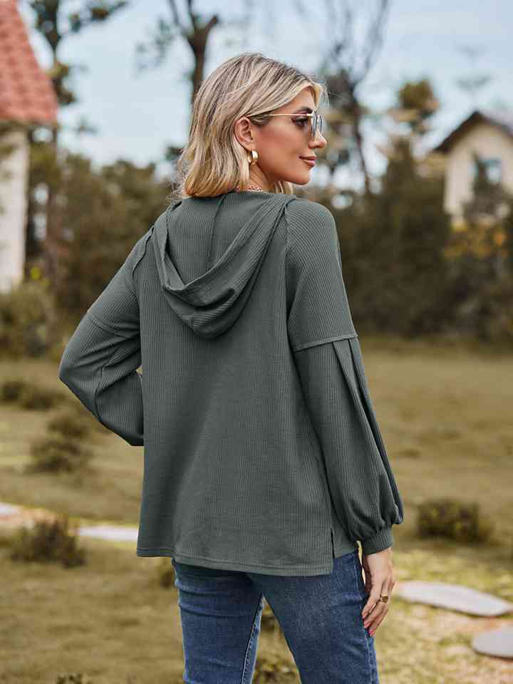 Women Dropped Shoulder Button-Down Hoodie nicholesgifts