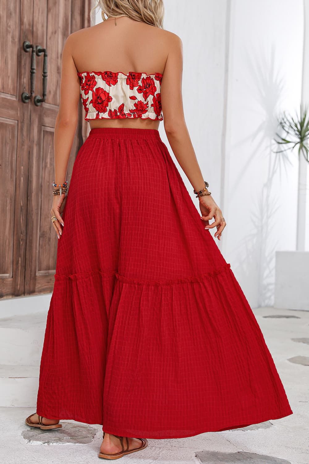 Women Floral Tube Top and Maxi Skirt Set nicholesgifts