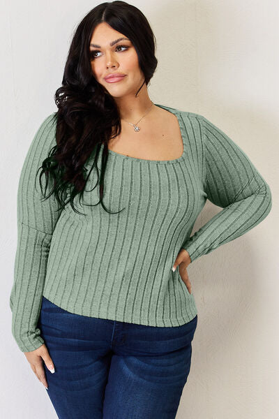 Women Full Size Ribbed Long Sleeve T-Shirt nicholesgifts