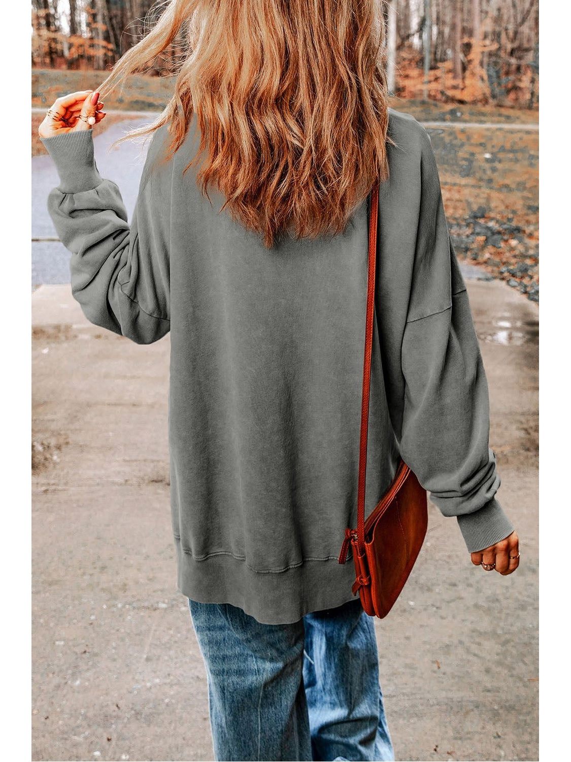 Women Dropped Shoulder Round Neck Long Sleeve Blouse nicholesgifts