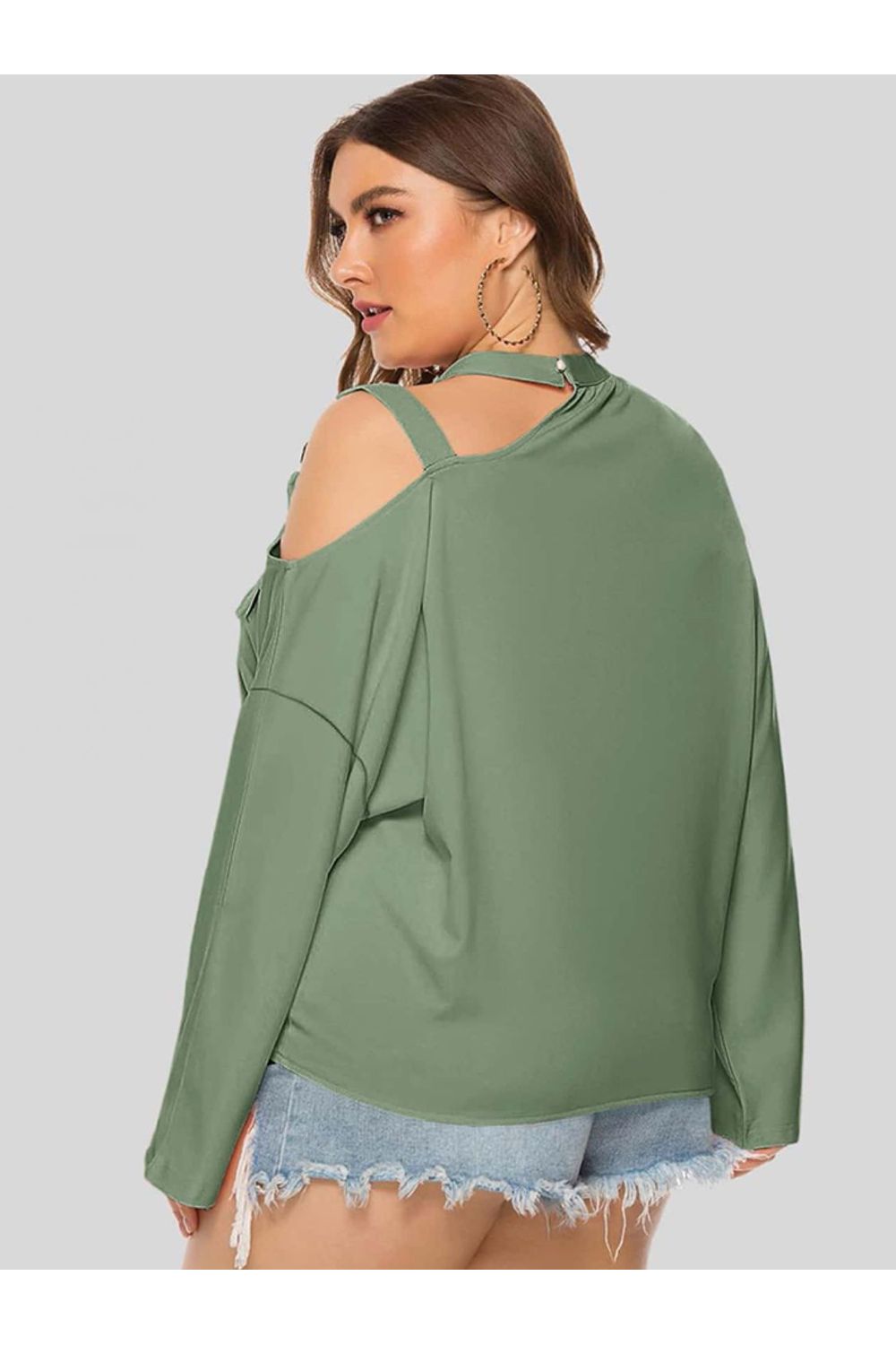 Plus Size Women Cold-Shoulder Tied Top nicholesgifts