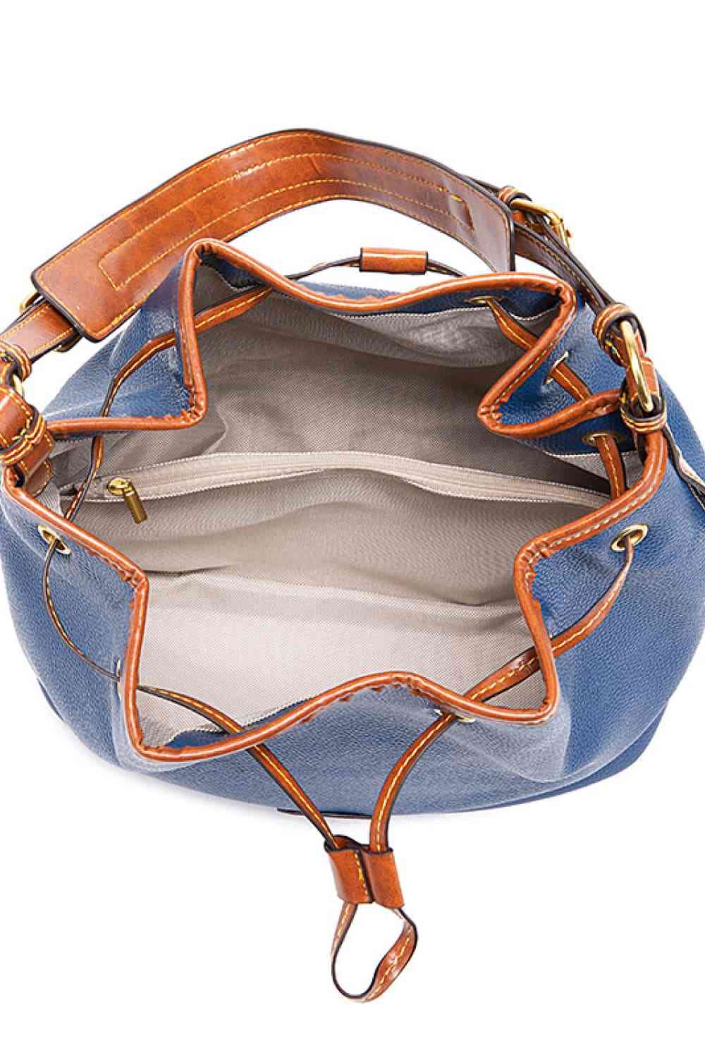 Women PU Drawstring Bucket Bag nicholesgifts