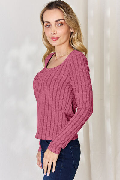 Women Full Size Ribbed Long Sleeve T-Shirt nicholesgifts