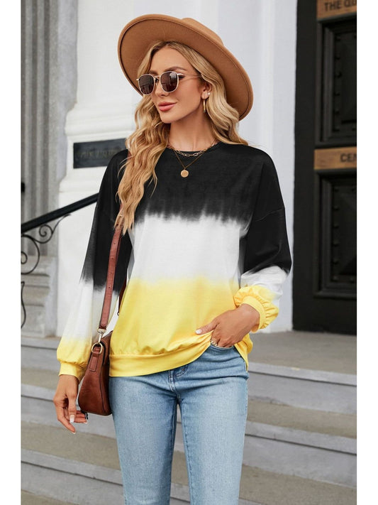 Gradient Round Neck Long Sleeve Sweatshirt nicholesgifts