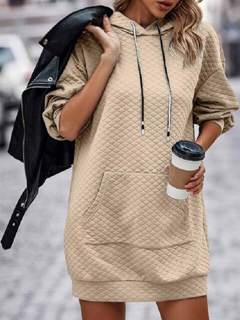 Women Textured Drawstring Tunic Hoodie nicholesgifts