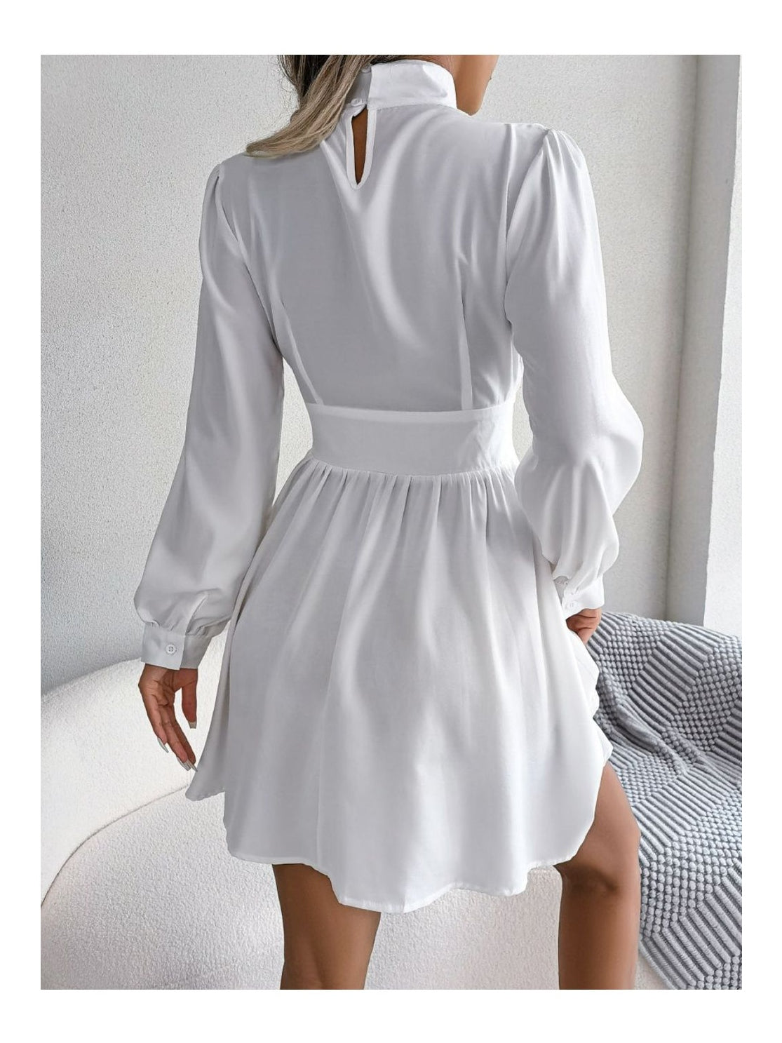 Women Cutout Turtleneck A-Line Mini Dress nicholesgifts