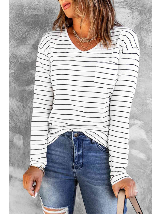 Women Striped Long Sleeve T-Shirt nicholesgifts