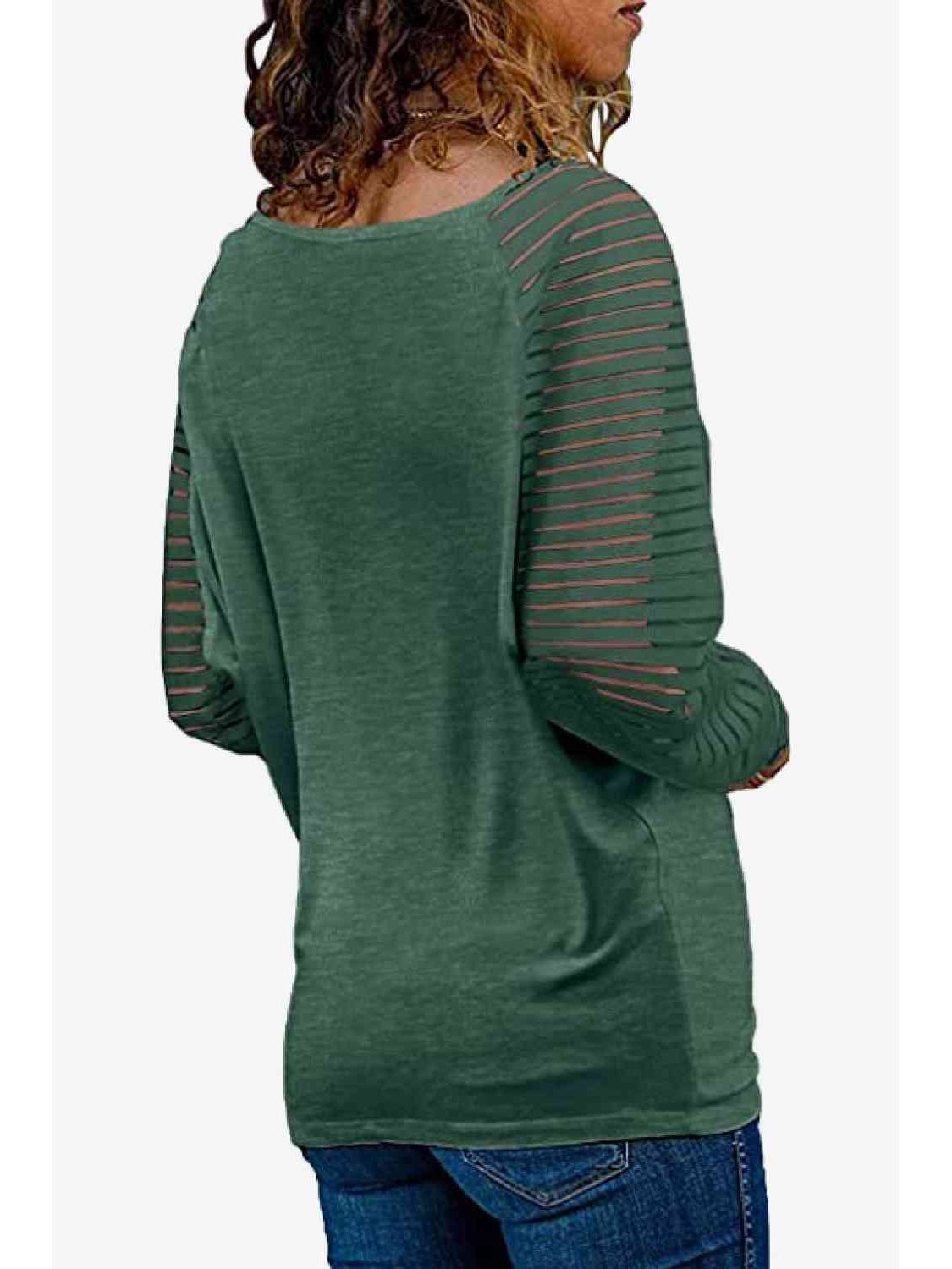 Women V-Neck Long Raglan Sleeve Top nicholesgifts