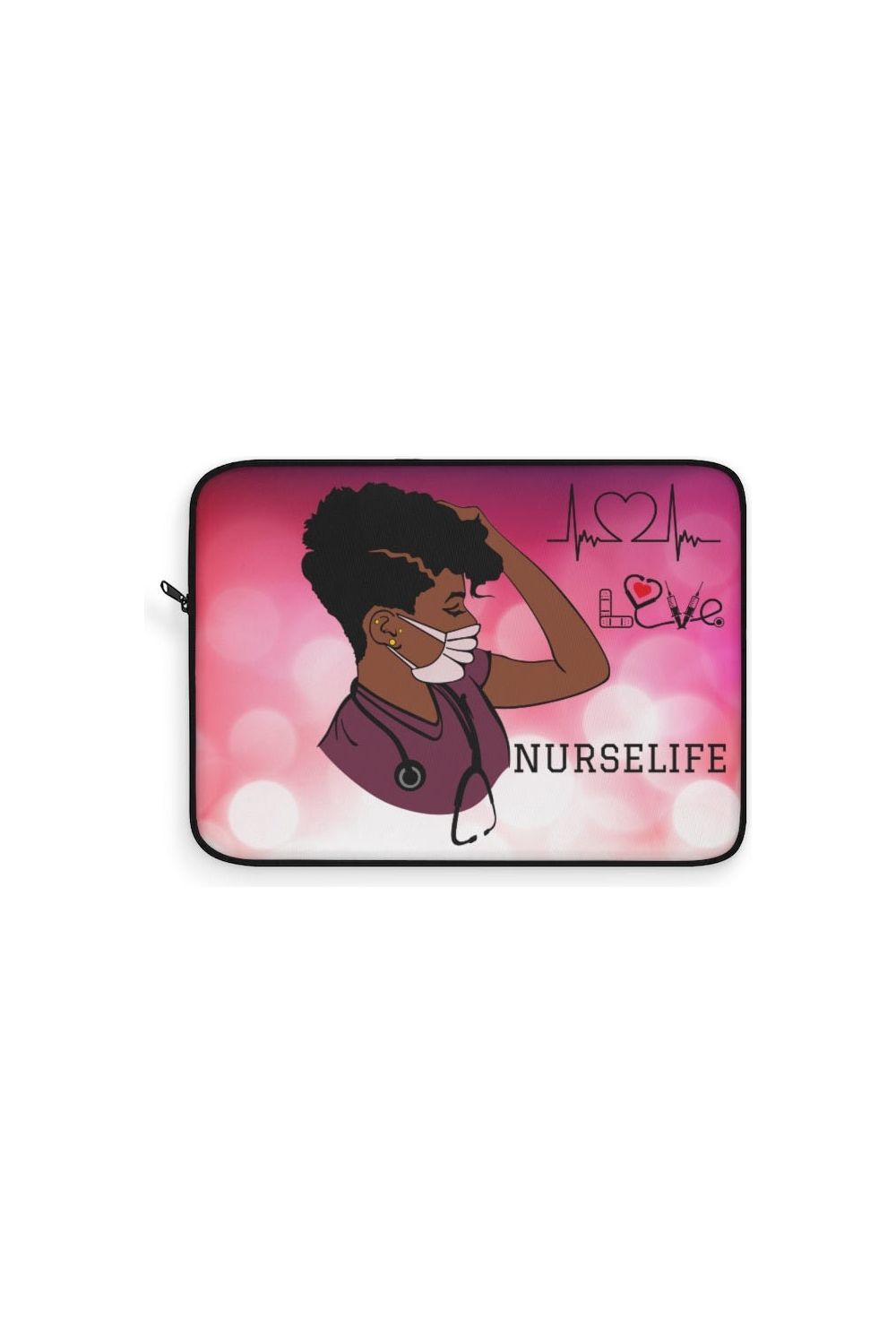 African American Nurse Life Laptop Sleeve, Black Lady Nurse Life Computer Case,