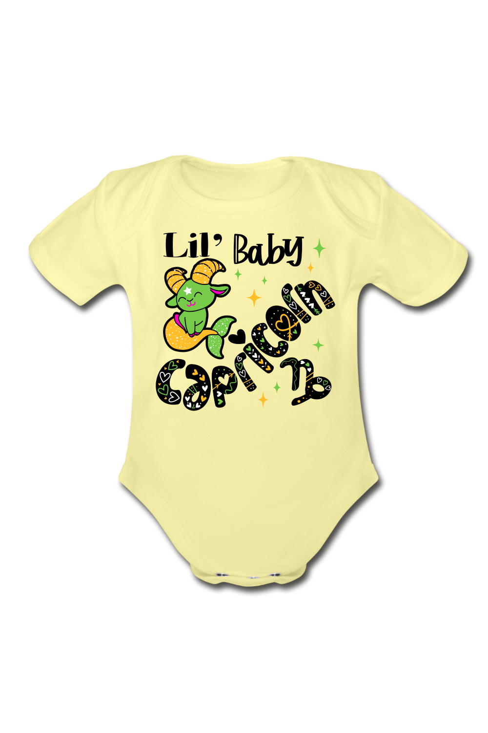 Unisex Baby Capricorn Short Sleeve Baby Bodysuit - washed yellow