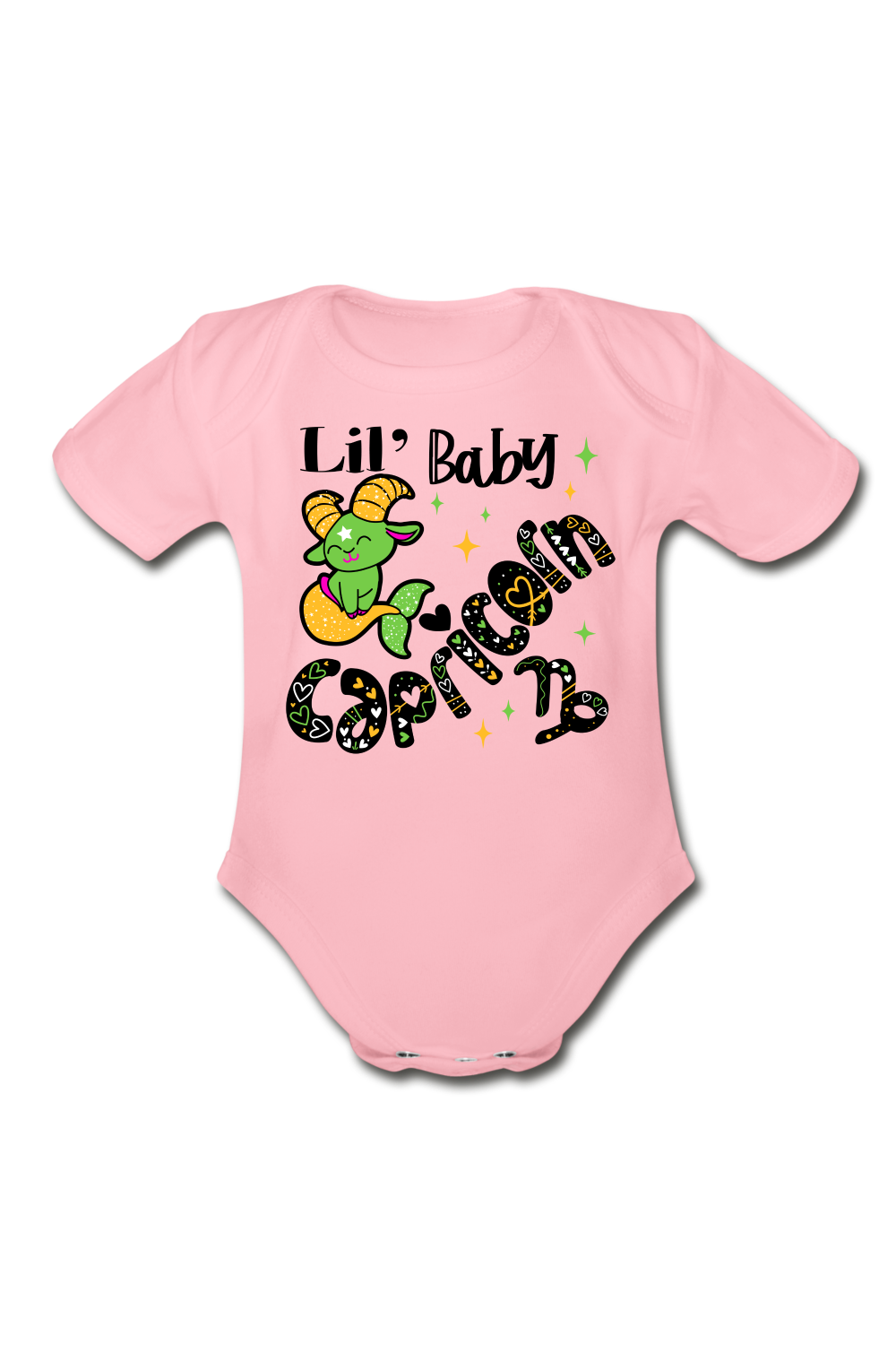Unisex Baby Capricorn Short Sleeve Baby Bodysuit - light pink / NicholesGifts.online