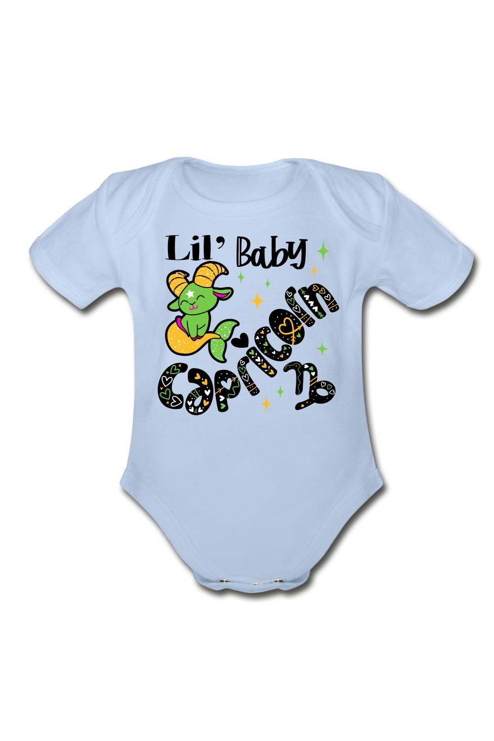 Unisex Baby Capricorn Short Sleeve Baby Bodysuit - sky / NicholesGifts.online