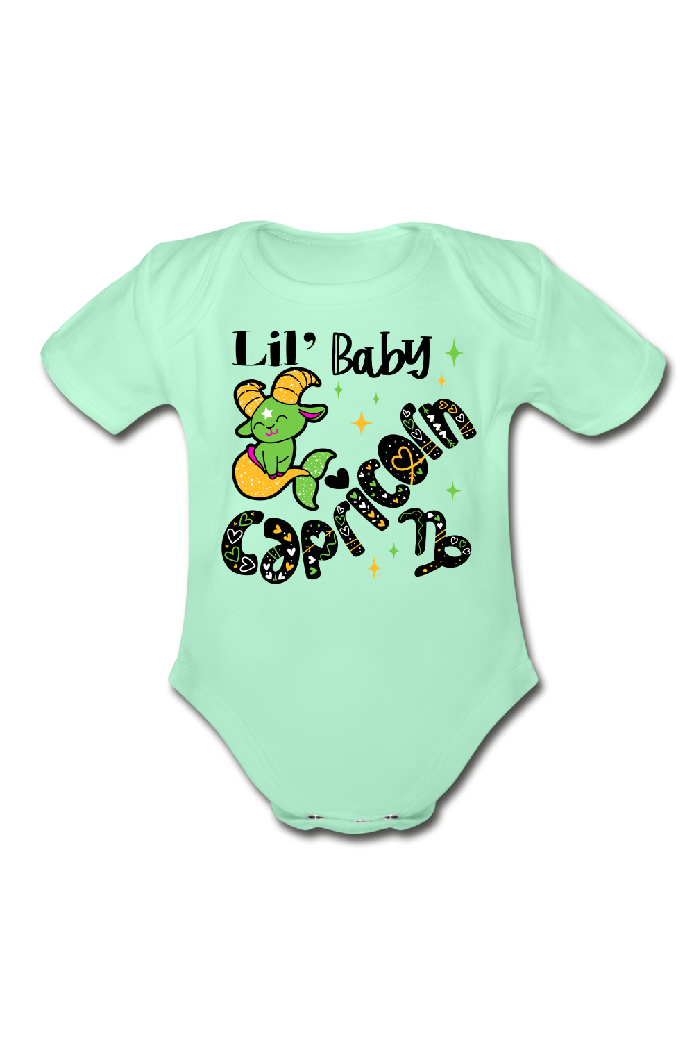 Unisex Baby Capricorn Short Sleeve Baby Bodysuit - light mint