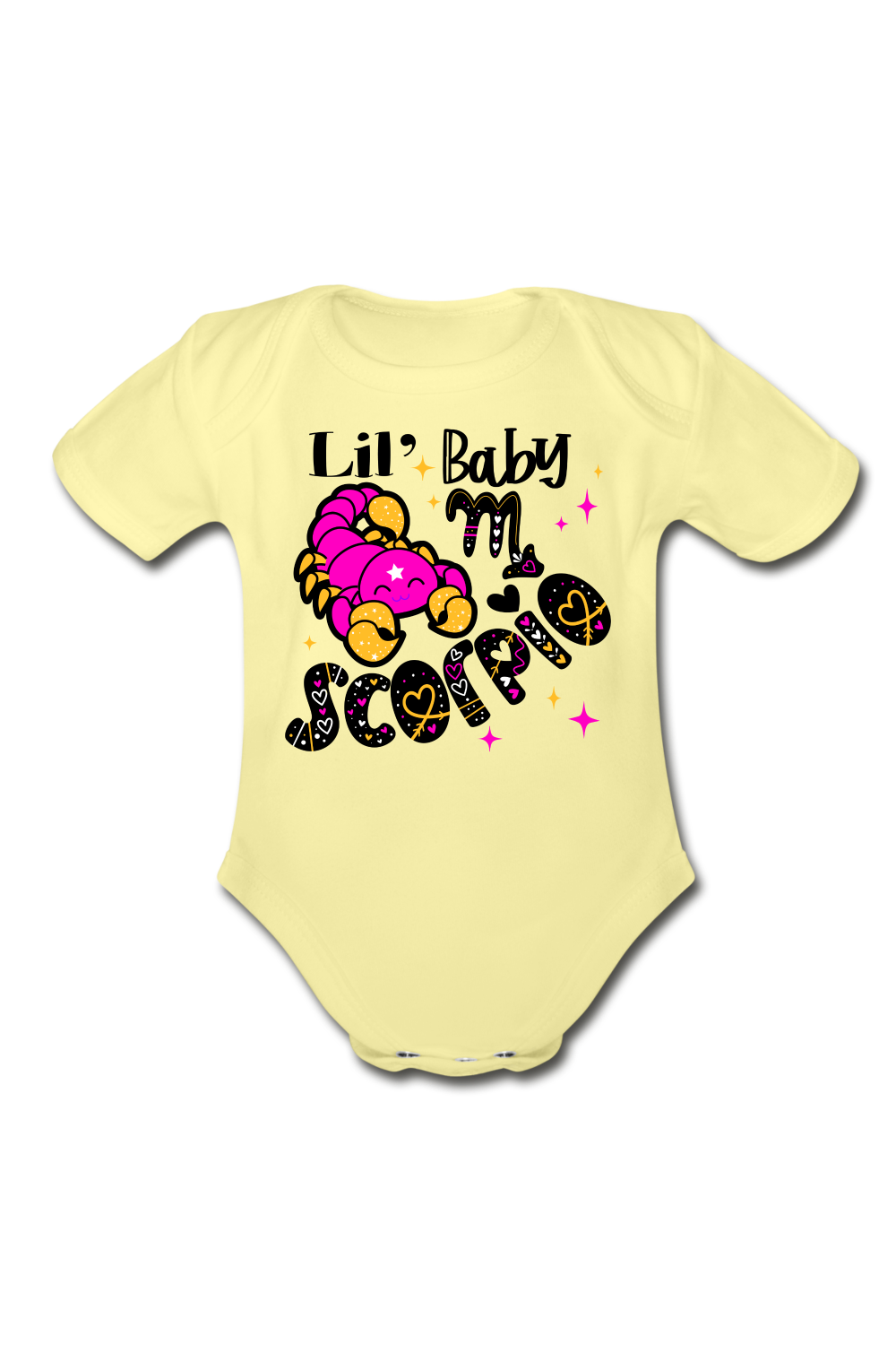 Unisex Baby Scorpio Short Sleeve Baby Bodysuit - washed yellow