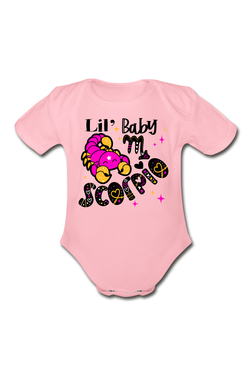 Unisex Baby Scorpio Short Sleeve Baby Bodysuit - light pink