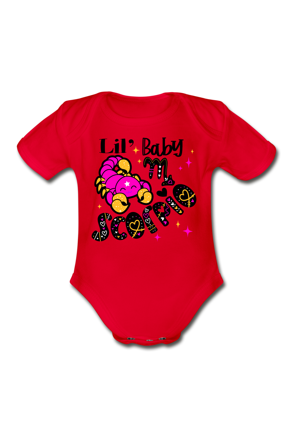 Unisex Baby Scorpio Short Sleeve Baby Bodysuit - red