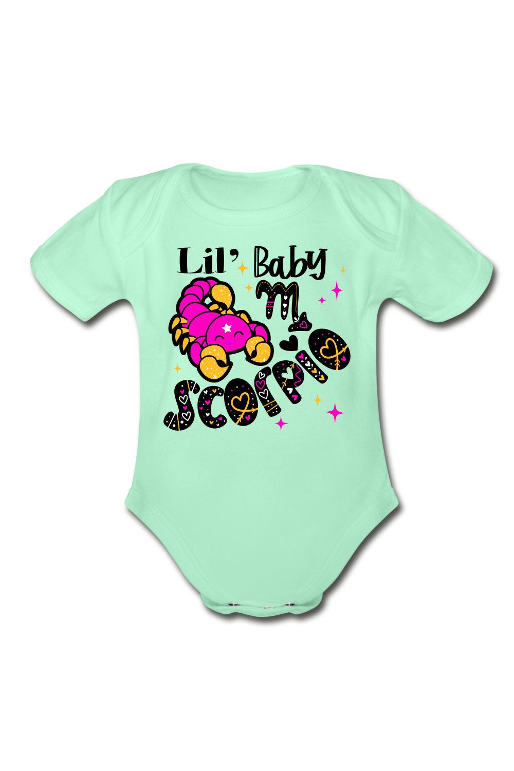 Unisex Baby Scorpio Short Sleeve Baby Bodysuit - light mint / NicholesGifts.online