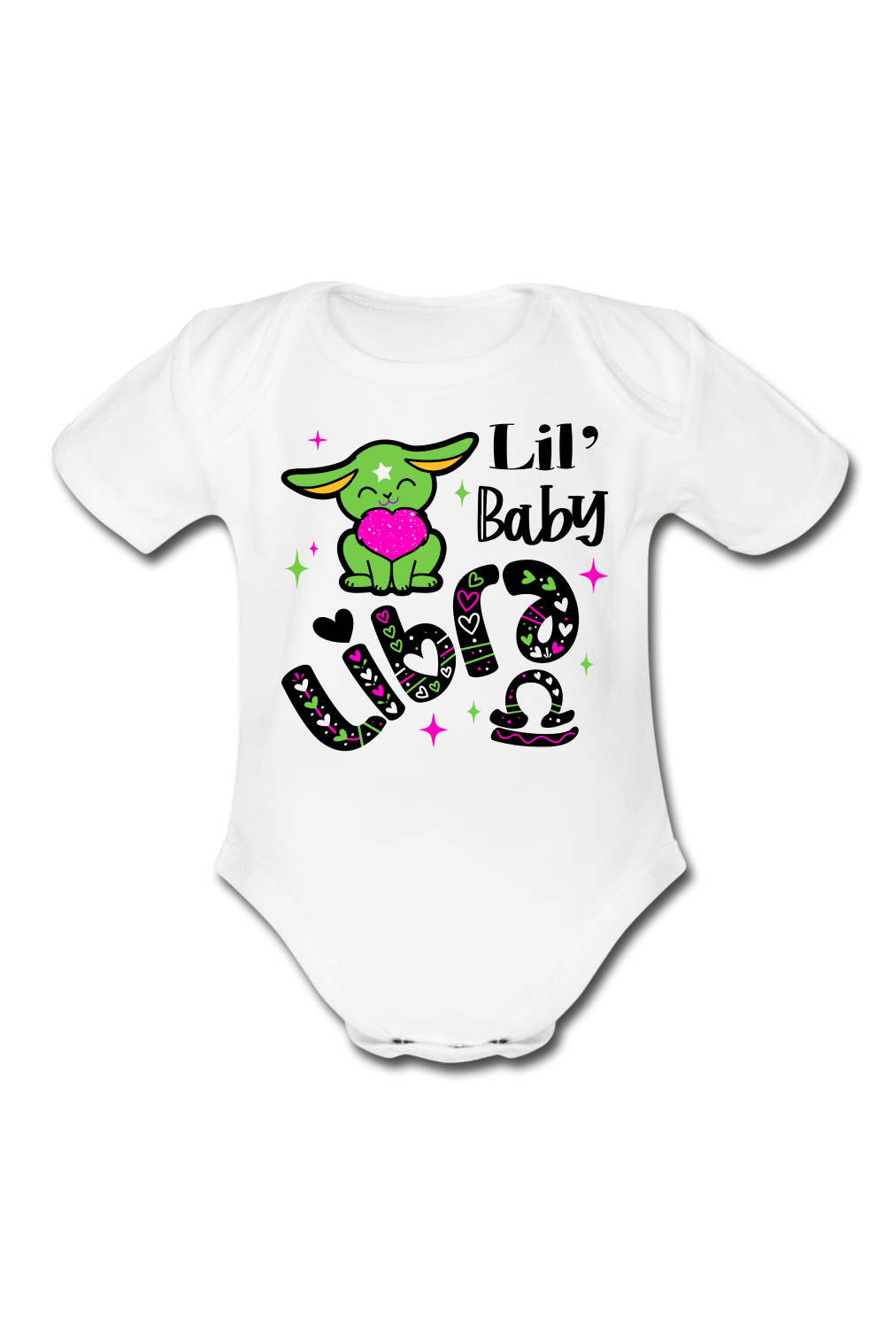 Unisex Baby Libra Short Sleeve Baby Bodysuit - white