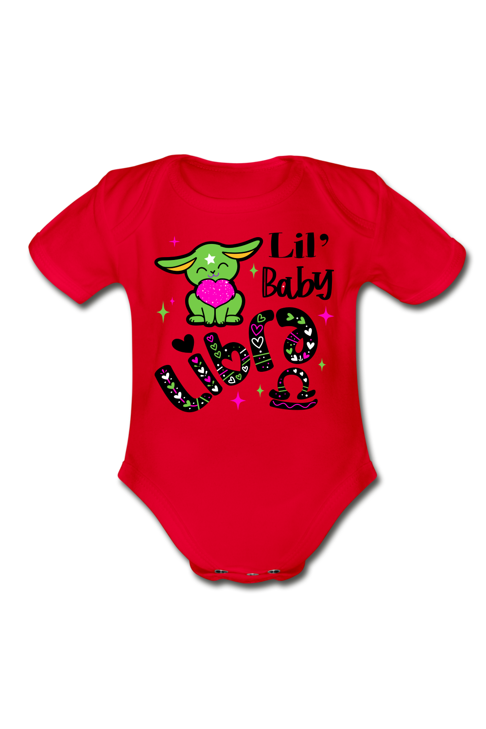 Unisex Baby Libra Short Sleeve Baby Bodysuit - red