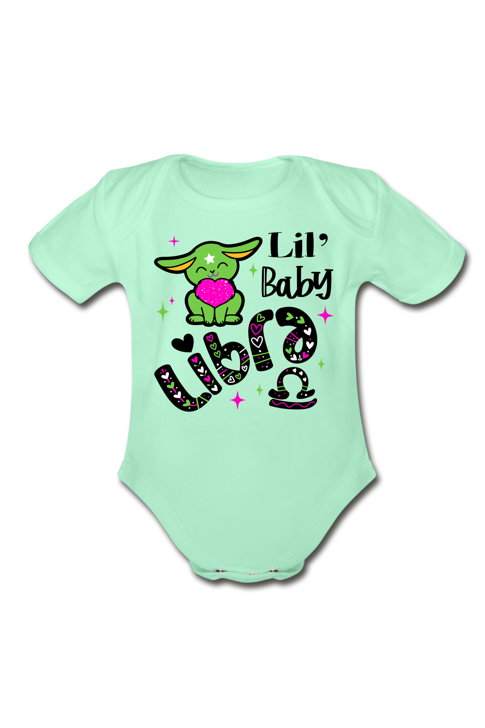 Unisex Baby Libra Short Sleeve Baby Bodysuit - light mint