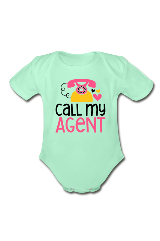 Baby Girl Call My Agent Short Sleeve Baby Bodysuit - light mint - NicholesGifts.online