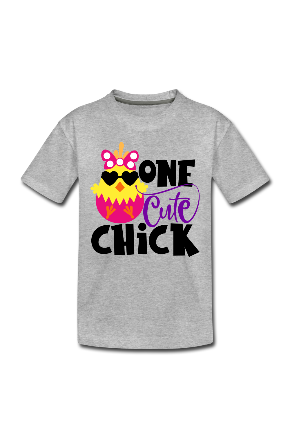 Girls Cute Chick Easter Short Sleeve T-Shirt - heather gray