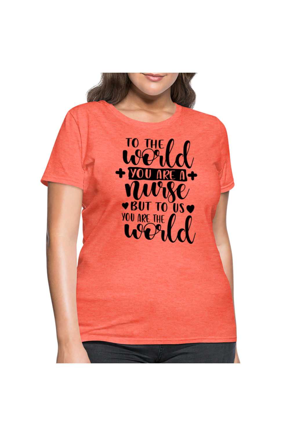To The World Women's Nurse T-Shirt - heather coral