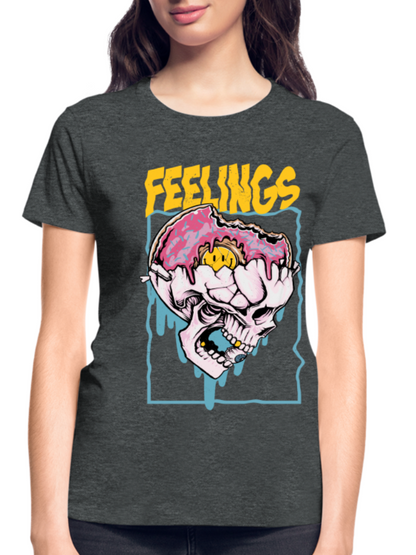 Women Feelings Skeleton Black Short Sleeve T-Shirt nicholesgifts