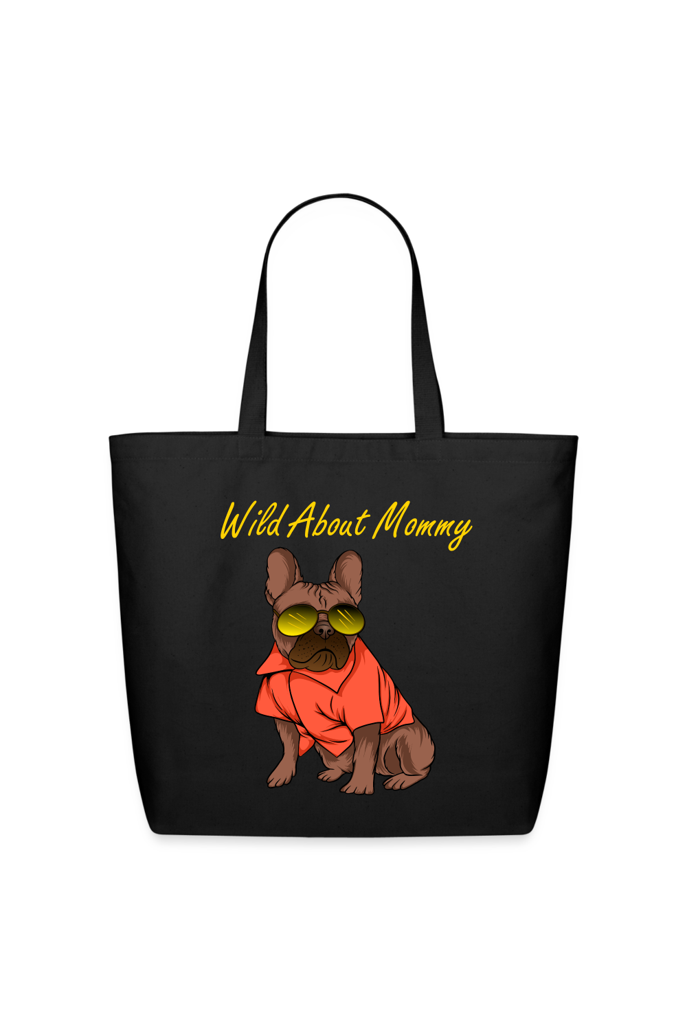 Wild About Mommy Dog with Shades Black Cotton Tote - black - NicholesGifts.online