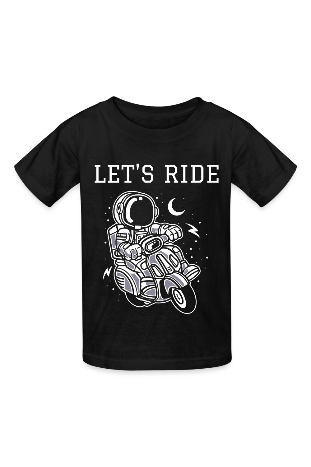 Boys Motorcycle Astronaut Let's Ride Short Sleeve T-Shirt - black - Nicholesgifts.online