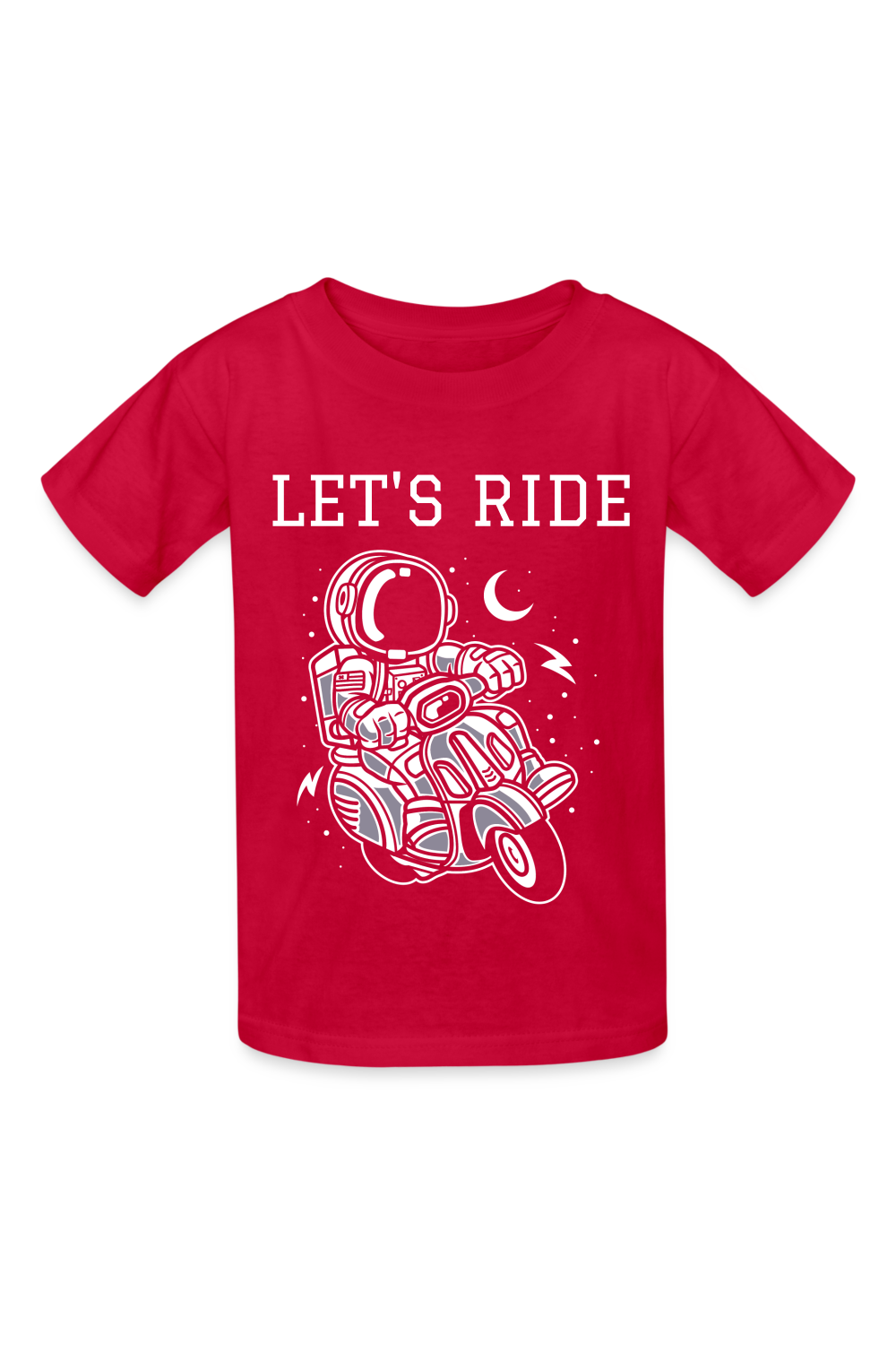 Boys Motorcycle Astronaut Let's Ride Short Sleeve T-Shirt - red - NicholesGifts.online