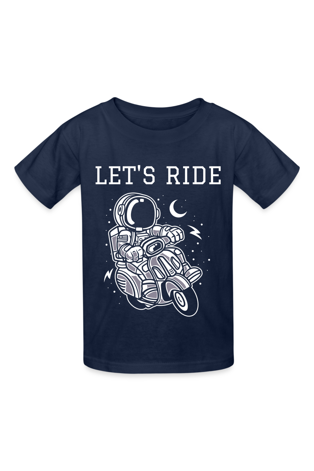 Boys Motorcycle Astronaut Let's Ride Short Sleeve T-Shirt - navy - Nicholesgifts.online