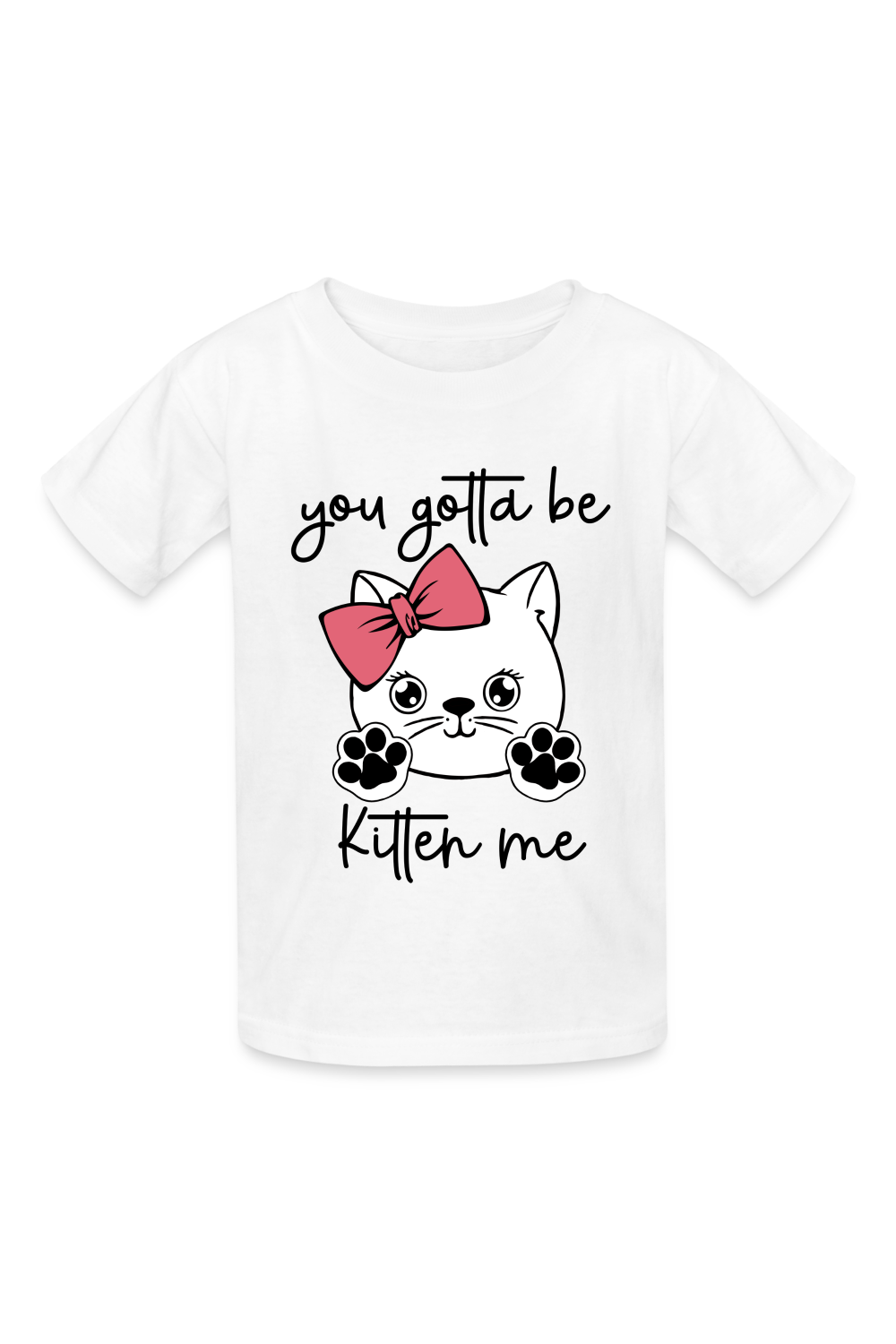Girls Kitten Me Short Sleeve T-Shirt - white - NicholesGifts.online