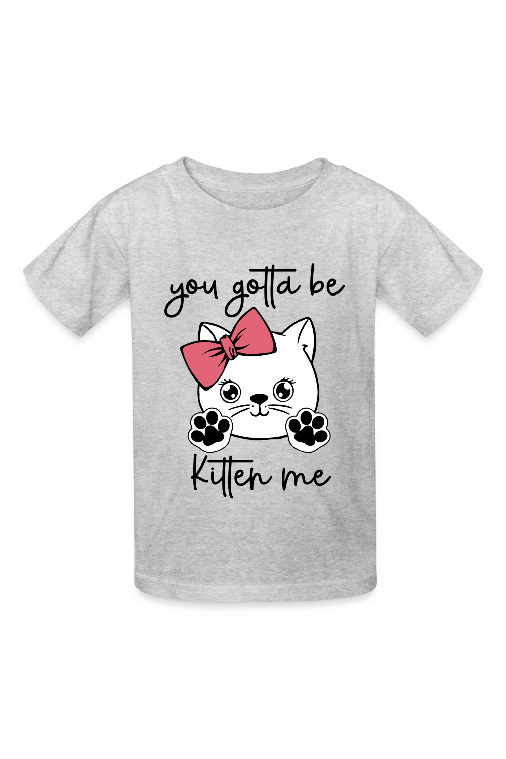Girls Kitten Me Short Sleeve T-Shirt - heather gray - Nicholesgifts.online