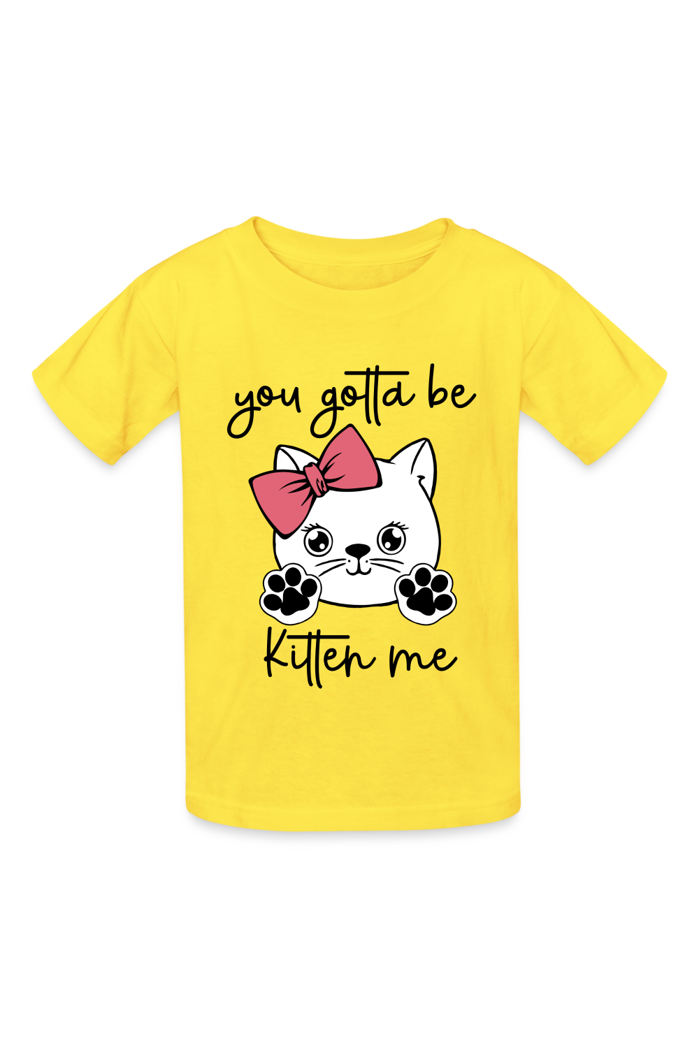 Girls Kitten Me Short Sleeve T-Shirt - yellow - NicholesGifts.onlines