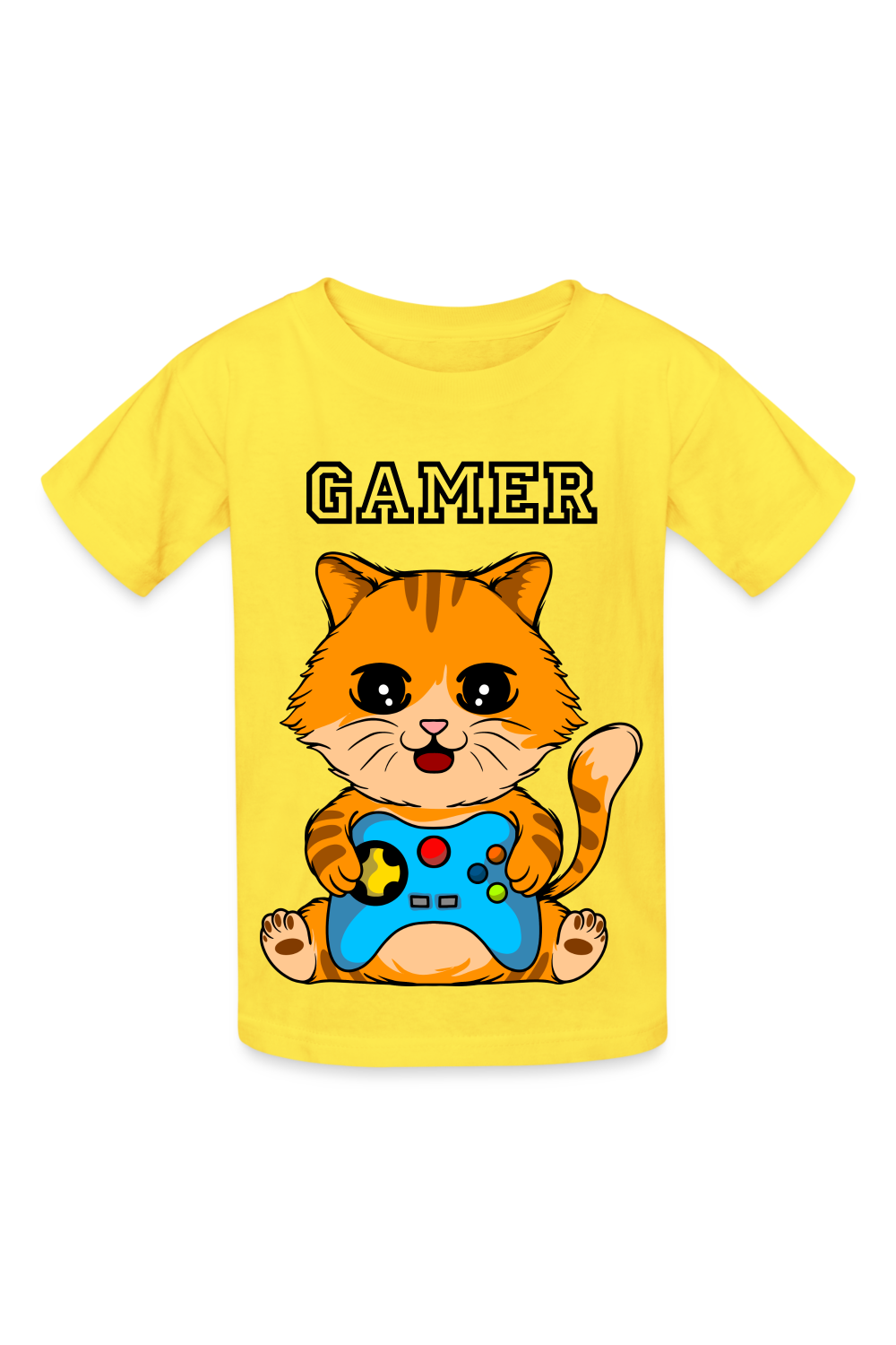 Boys Gamer Cat T-Shirt - yellow - NicholesGifts.online
