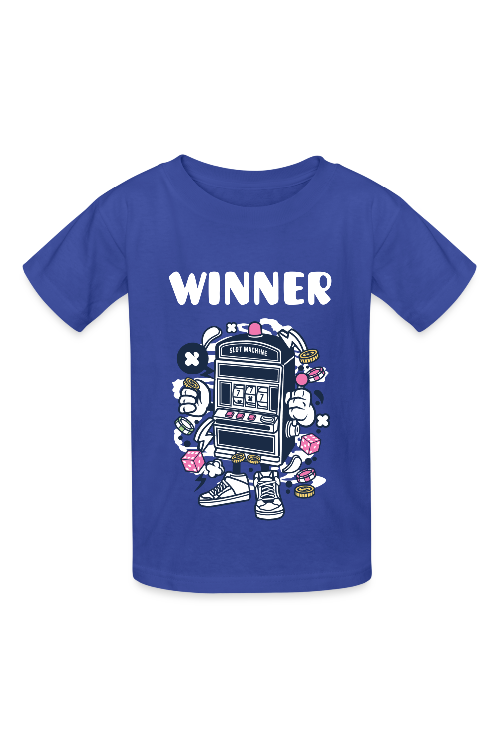 Boys Winner Slot Machine Short Sleeve T-Shirt - royal blue - NicholesGifts.online