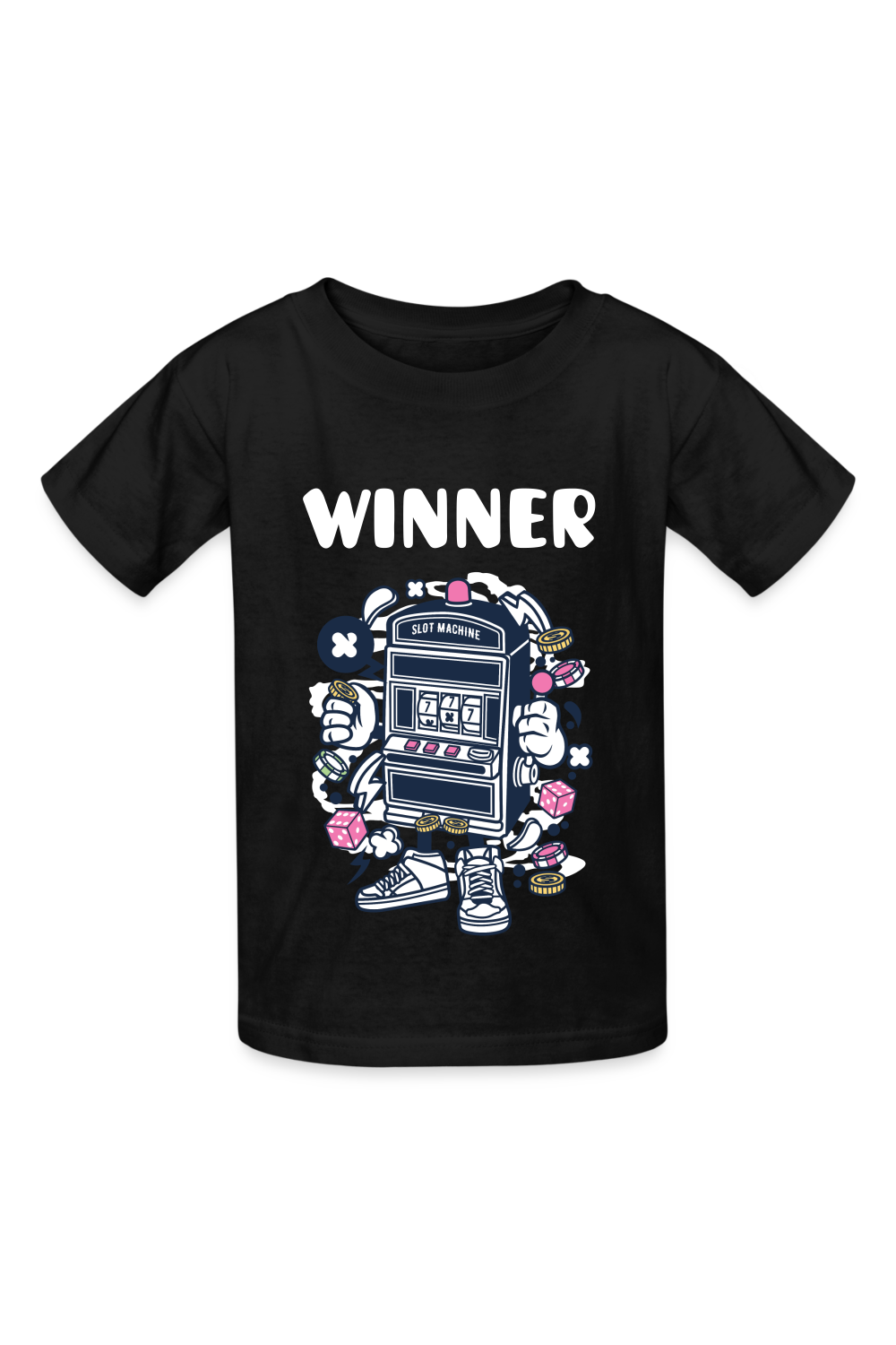 Boys Winner Slot Machine Short Sleeve T-Shirt - black - NicholesGifts.online