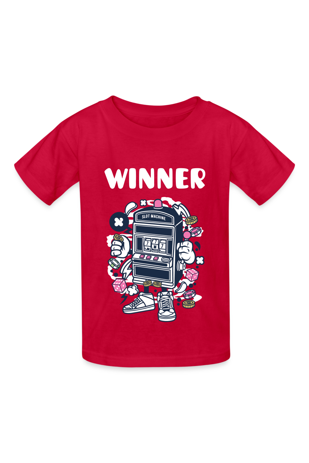 Boys Winner Slot Machine Short Sleeve T-Shirt - red - NicholesGifts.online