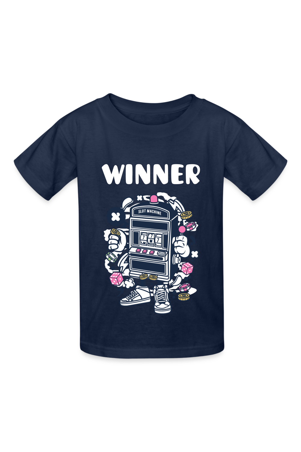 Boys Winner Slot Machine Short Sleeve T-Shirt - navy - NicholesGifts.online
