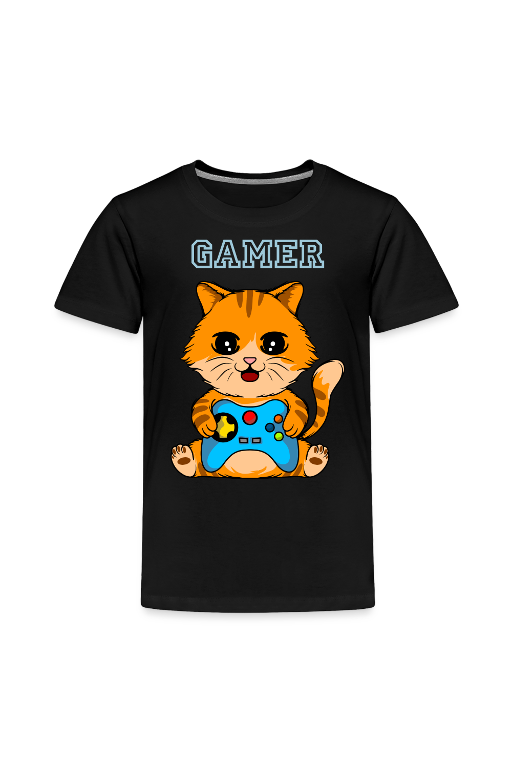 Toddler Boys Gamer Cat Short Sleeve T-Shirt - black