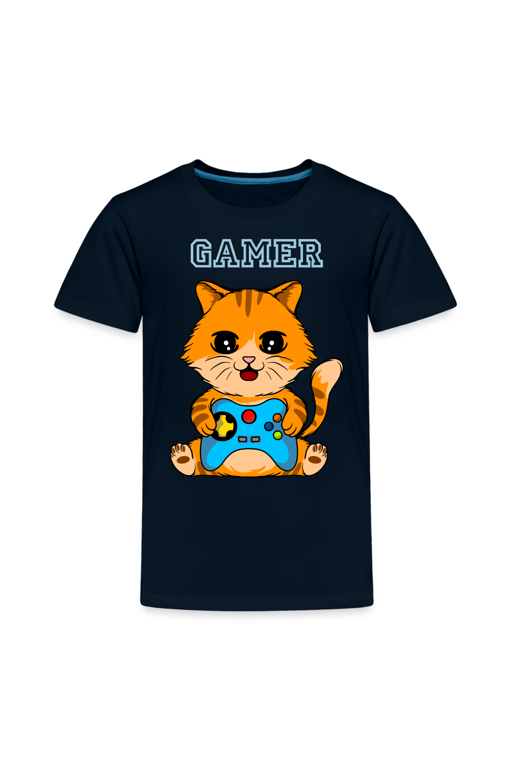 Toddler Boys Gamer Cat Short Sleeve T-Shirt - deep navy